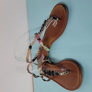 Arizona Jeans Co. Flip Flop Sandals Floral With Jewels Size 9-9.5